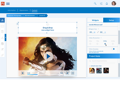 SaaS platform for online courses - video widget's options design saas ui design user interface ux design widgets