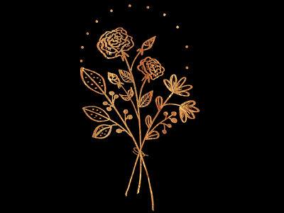 Golden flowers botanical doodle flowers procreate