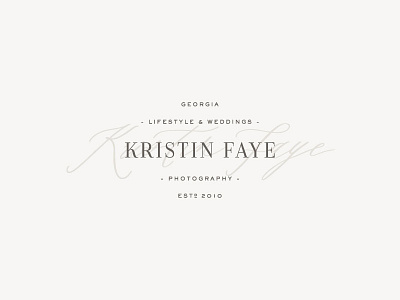 Kristin Faye Photography Logo branding georgia photographer handdrawn script icon logo photographer portrait photographer script script logo swoone watermark wedding photographer