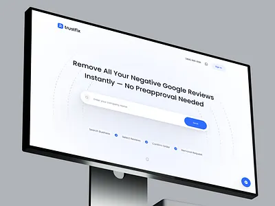 Search Page • Website Trustfix blue design desktop figma help hero lamding main minimal page remove reviews search section steps ui ux web website white