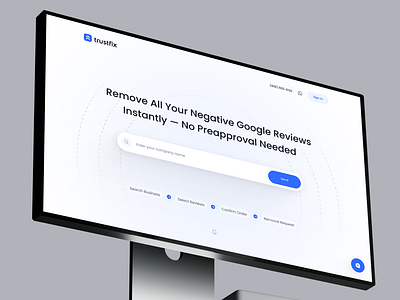 Search Page • Website Trustfix blue design desktop figma help hero lamding main minimal page remove reviews search section steps ui ux web website white