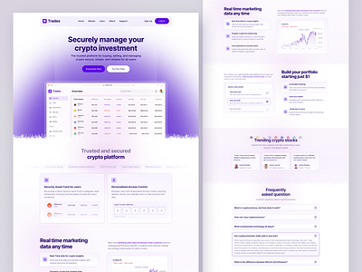 Tradex - Crypto Landing Page. crypto crypto currency finance landing page landingpage money money exchange trading website ui uiux website