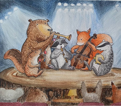 great performance animals illustration musicians