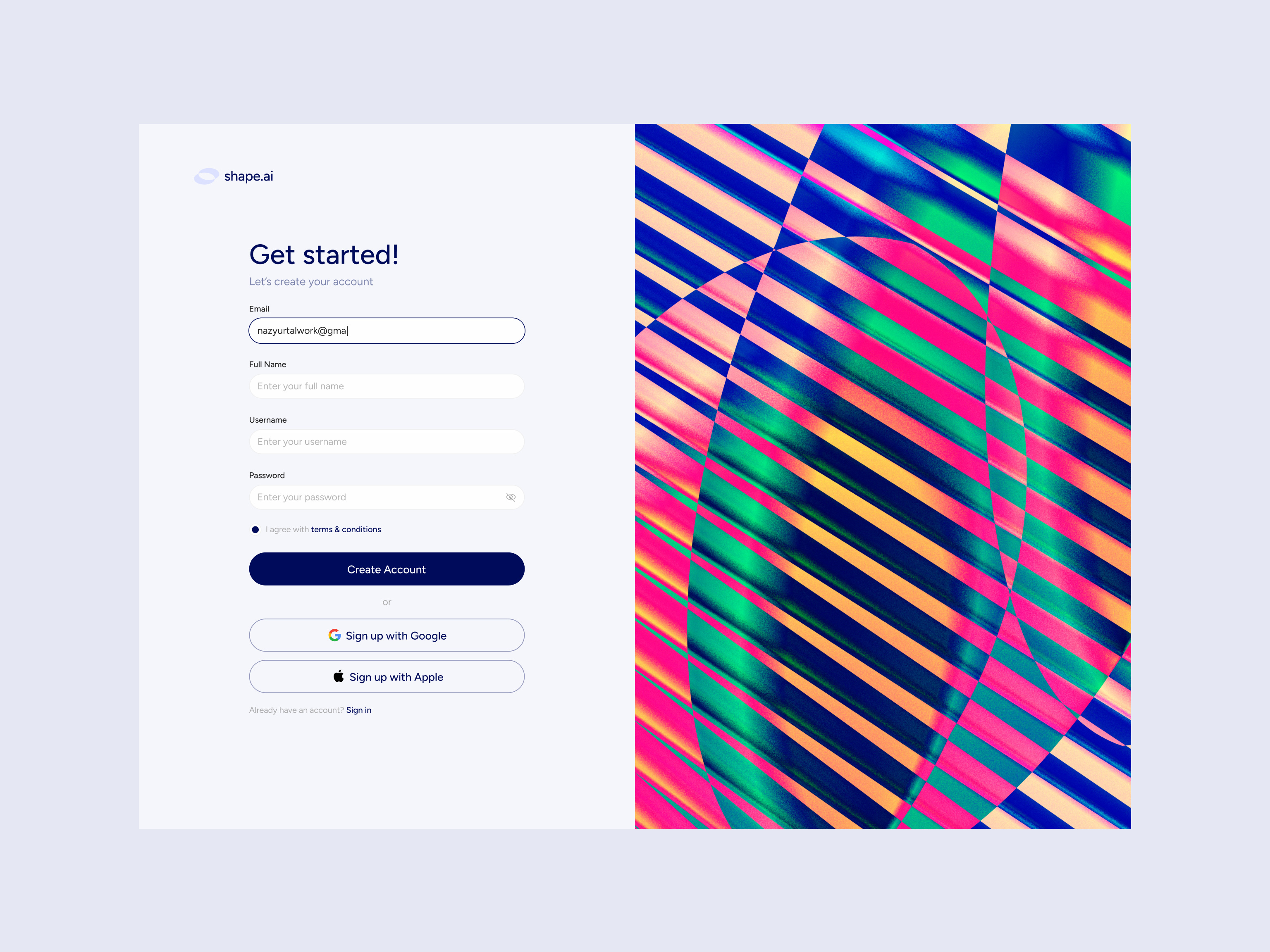 Concept: Sign Up UI abstract design form graphic design illustration signup ui website