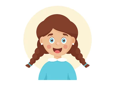 Happy girl face portrait. Cute school child. art branding decoration design face graphic design illustration modern print trend ui