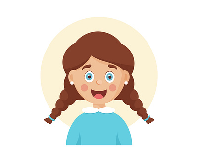 Happy girl face portrait. Cute school child. art branding decoration design face graphic design illustration modern print trend ui