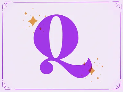 Q // 36 Days of Type 36 days of type decorative gold lettering purple q sparkles