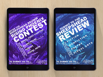 Sheepshead Review Promotional Social Media Ads Spring 2015 blue campaign design digital editorial graphic journal poster promotional purple typography uwgb