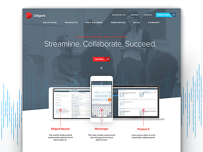 Diligent Homepage cta devices digital graphic design hero design product screenshots tech ui ux web design web layout website
