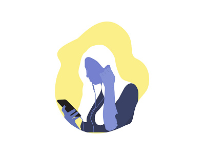 Girl with Headphone on...!!! adobe characterdesign conceptdesign female flatdesign girlusingphone headphone illustration illustrator phone webdesign