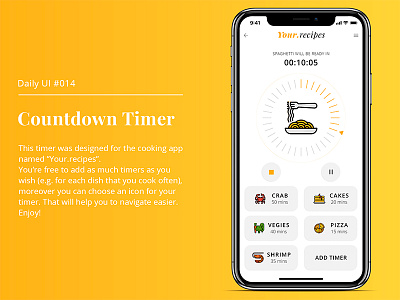 Daily UI #014. Countdown Timer app challenge cooking countdown dailyui design timer ui user interface