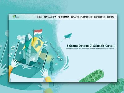 Sekolah Kertas Landing Page children illustration kids landing page school website