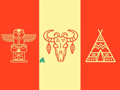 Native American Icons cartoon flatdesign icon illustration lineart logo nativeamerican vectordesign