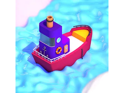 L - 36 days of type 36days l 36daysoftype 36daysoftype 05 boat c4d cinema4d ice l render rendering sea ship