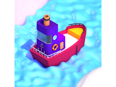 L - 36 days of type 36days l 36daysoftype 36daysoftype 05 boat c4d cinema4d ice l render rendering sea ship
