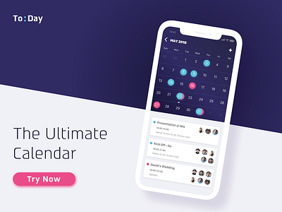 To:Day Calendar app calendar concept day landing meeting page