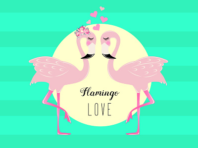 Flamingo background couple flamingo flower heart love rose summer tropical