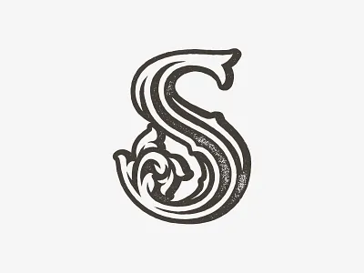 Letter S custom type design graphic design rough s textured type typography vintage