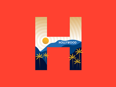 H | hollywood 36daysoftype building h hollywood illustration illustrator letter lettering miguelcm type typography