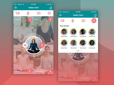 Video Meditation app chat design flat minimal mobile ui ux video