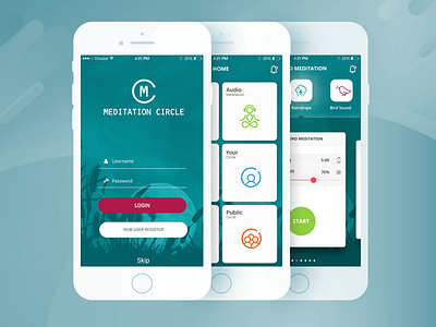 Meditation app chat design flat minimal mobile ui ux video