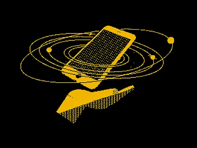 Holding the universe in the palm of your hand digital hand iphone palm phone pixel stars universe yellow