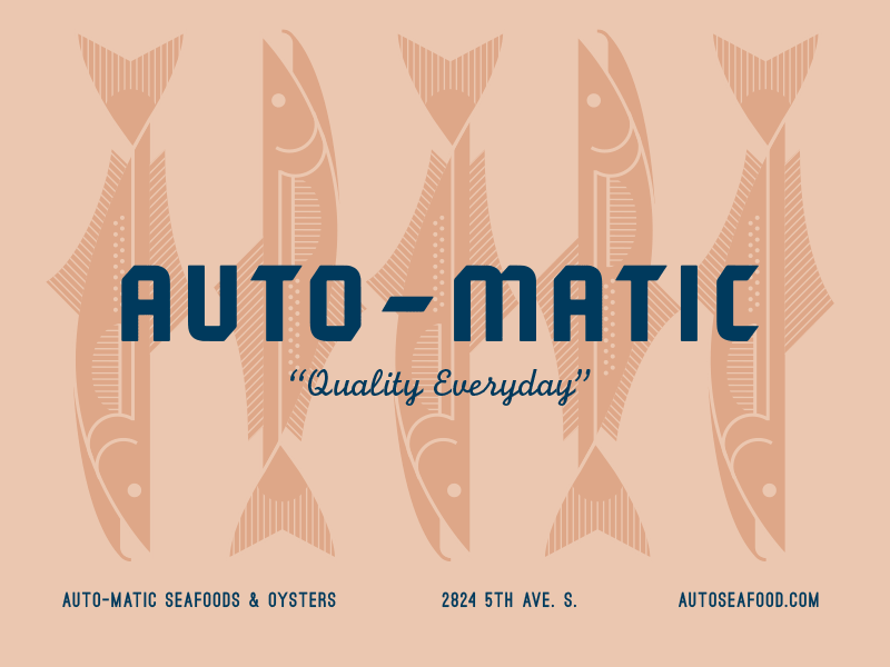 Automaticseafood art deco branding design fish identity illustration logo oyster restaurant seafood shrimp typography