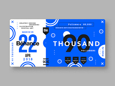 ♥ 90K Followers ♥ 4million behance blue c4d dribbble quintin studiojq thankyou ticket type