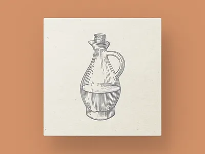 Bottle of Oil bottle drawing engraving illustrator oil old paper pen pencil technique