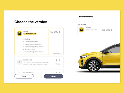 Kia Stonic Configurator Step 1 2d adobexd app dailyui ui uiux ux web adobe