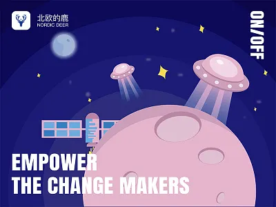 Empower the change makers ai illustration nordic deer planet space