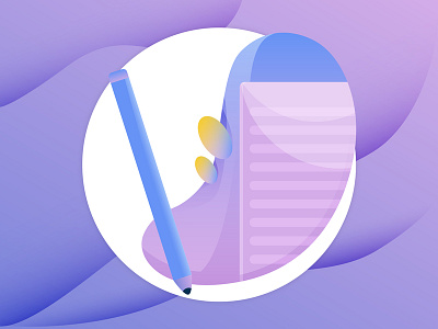 Revision edit form gradient icons illustration paper pencil purple revision web