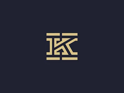 K Monogram bold gold k letter logo monogram