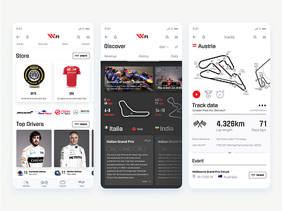 F1 app drive f1 formula interface mobile race sport the grand prix tracks ui ux