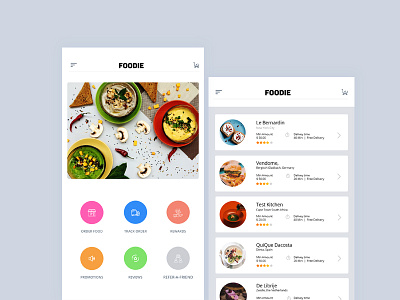 Foodie app clean delivery design food interface order prototype ui user ux workflow