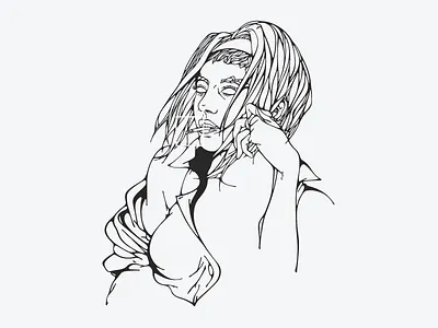 Ease my Mind art character cowboy bebop illustration leather lineart portrait