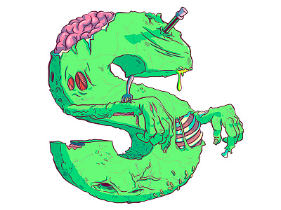 S for Seplophobia 36 days of type alphabet cartoon character comic illustration phobia type typography vector zombie