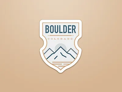 Boulder Badge badge boulder colorado hiking minimal minimalism mountain sticker stickers west