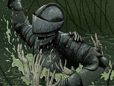 Outlandish Knight Dribble Shot bookillustration childballads editorial illustration knight