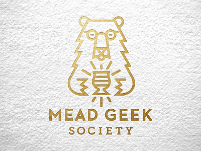 Mead Geek Society Logo bear glass glow illustration line logo nerd secret society typography