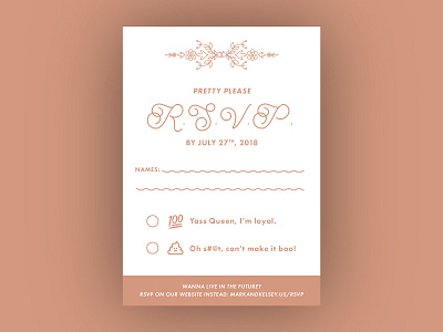 Sarcastic RSVP emojis invitation rose gold rsvp sarcastic wedding