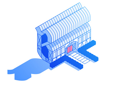 Alphabet City B alphabet b city german gradient hedges house isometric stroke vector windows