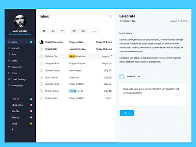 mail service design email flat interface mail minimal typography ui ux web