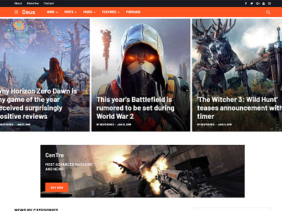 Deus Magazine HTML Games Demo creative deus games html magazine modern newspaper premium responsive ui