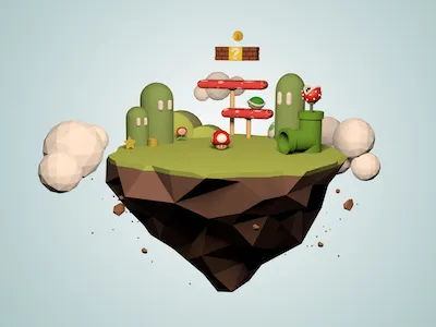 Low-poly Super Mario Island 3d cinema4d island low poly mario modeling super