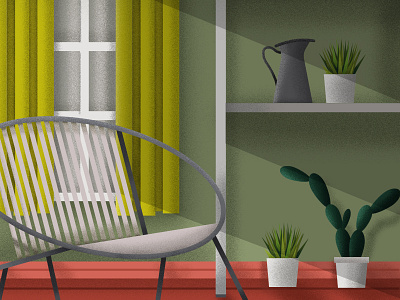 Room design editorial editorial design flat illustration plants texture