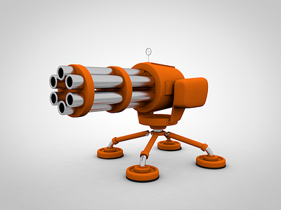 Gatling Gun 3d cinema4d gatling gun low poly model modeling turret