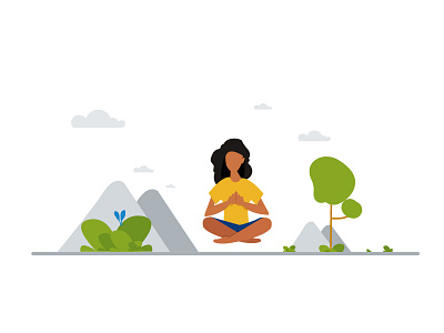 weekly UI #04 Minimal illustration ai cloud flat grass green icon illustration minimal muzli tree yoga