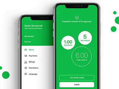 Menu and payment confirmation app apple car wash design iphone menu payment ui ux wash