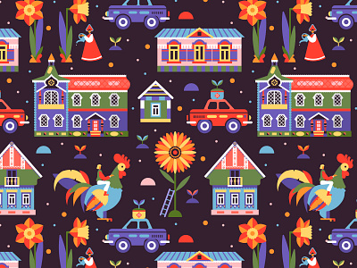 Alt Color Russian Village Pattern For Gabo Mateo Designs